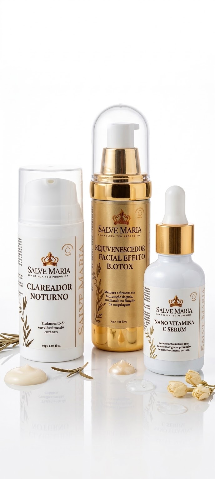 Produtos de autocuidado da coleção inaugural Salve Maria